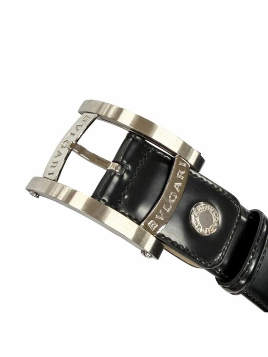 Bvlgari Ashoma Belt Pin Buckle Leather Black Silver 46 main image 5